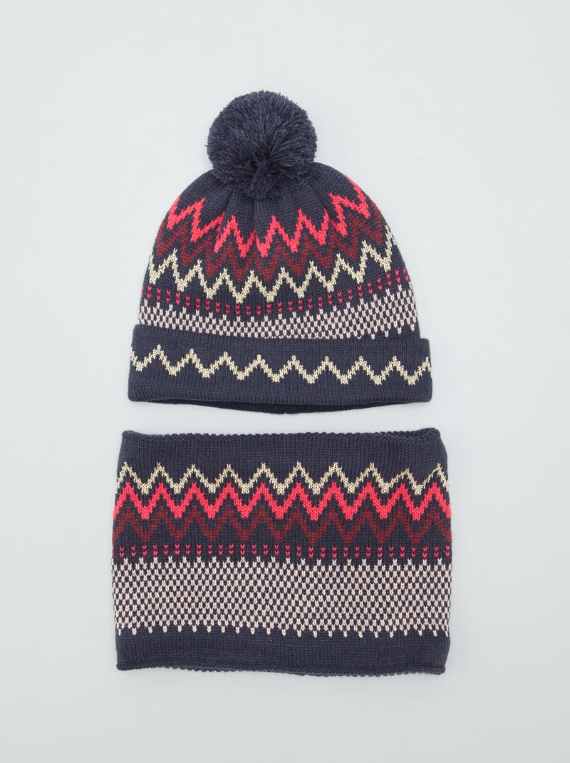 Gorro + braga de punto jacquard AZUL - Kiabi