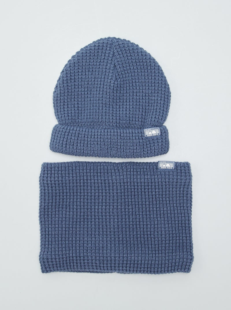 Gorro + braga de punto perlado AZUL - Kiabi