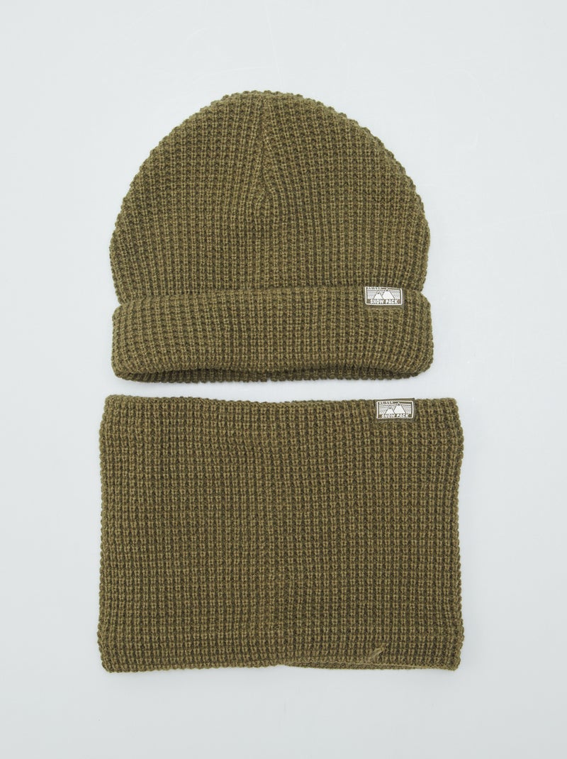 Gorro + braga de punto perlado KAKI - Kiabi