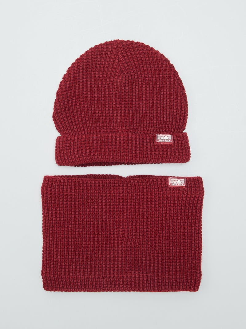 Gorro + braga de punto perlado ROJO - Kiabi