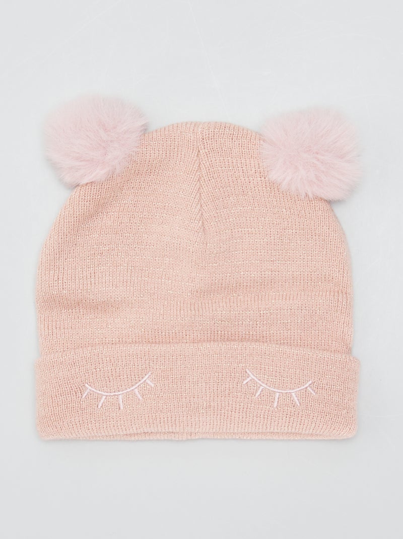 Gorro brillante con borlas ROSA - Kiabi
