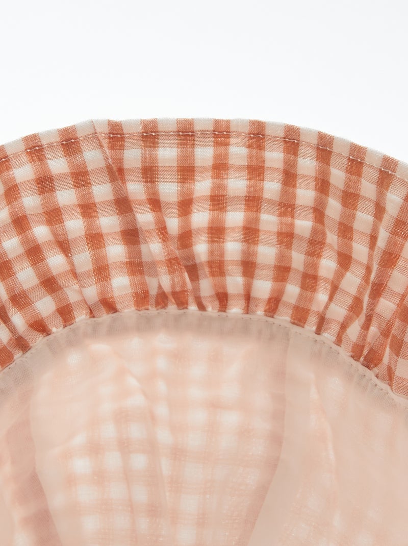 Gorro bucket con volante estampado vichy BEIGE - Kiabi