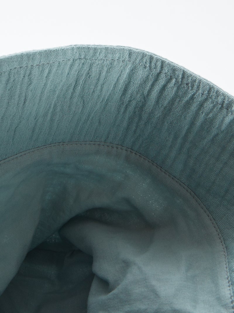 Gorro bucket de gasa de algodón con bordado de sol AZUL - Kiabi