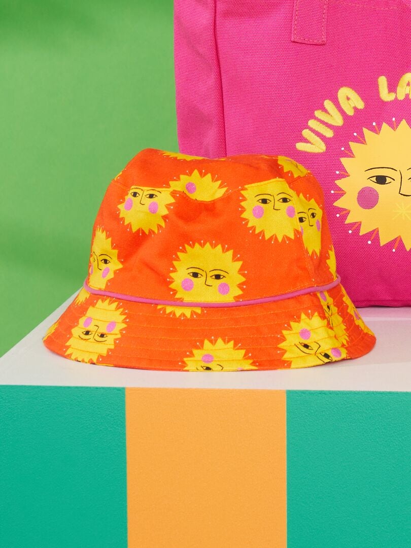 Gorro bucket estampado de flores ROSA - Kiabi