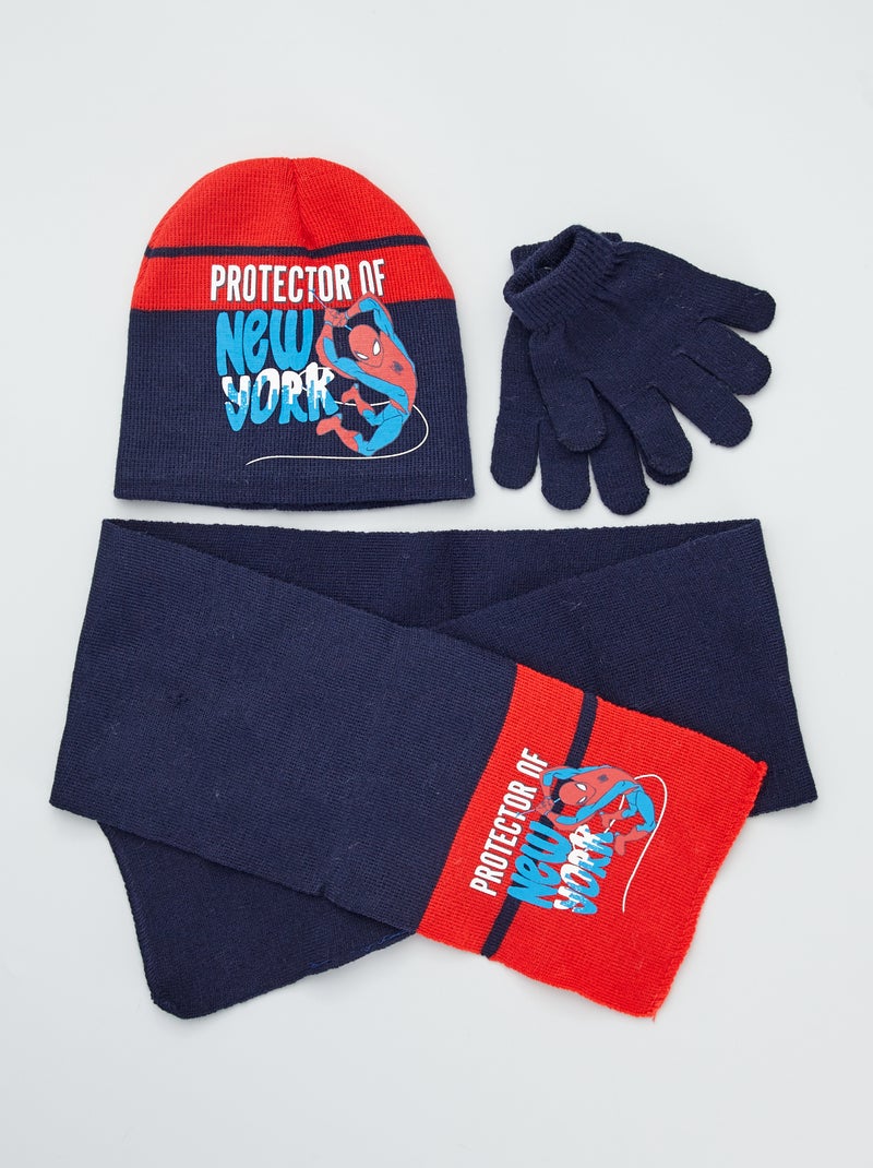Gorro + bufanda + guantes 'Spider-Man' azul navy - Kiabi