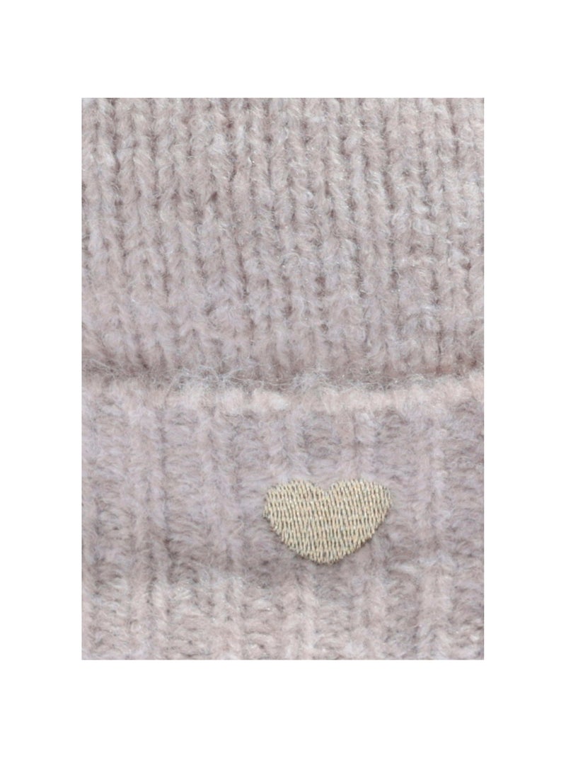 Gorro cálido con lana y bordado de corazón - AFIBEL Beige jaspeado - Kiabi