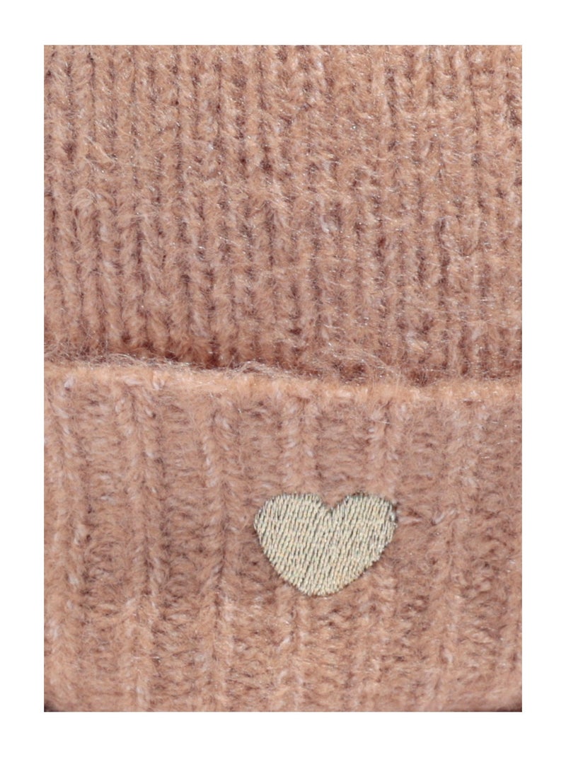 Gorro cálido con lana y bordado de corazón - AFIBEL Camel - Kiabi