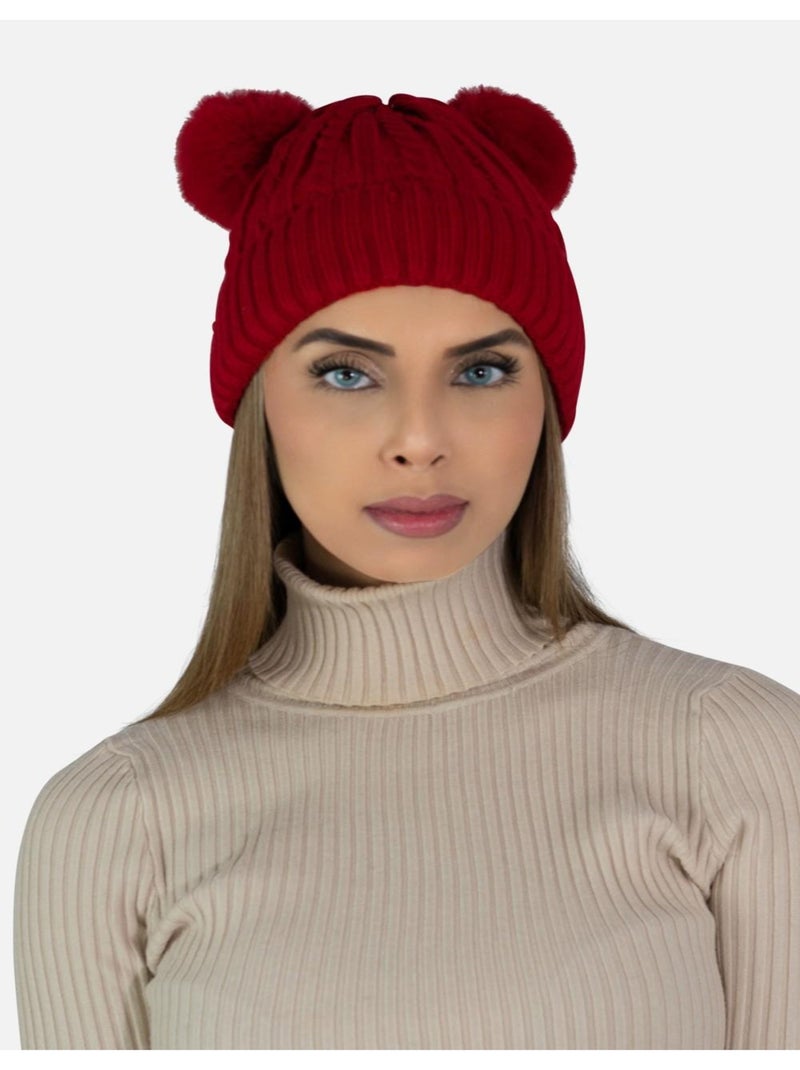 Gorro con forro polar y pompón Kebello Rojo - Kiabi