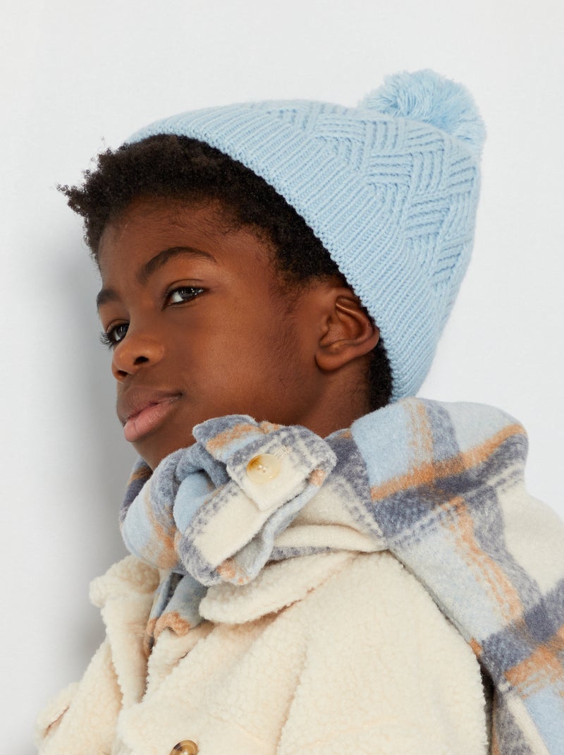 Gorro con pompón azul gris - Kiabi