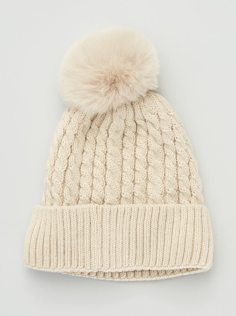Gorro con pompón BEIGE - Kiabi