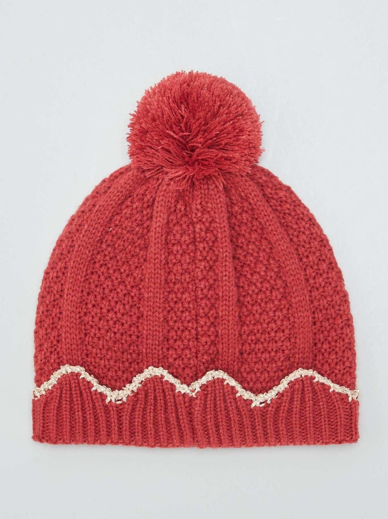 Gorro con pompón e hilo brillante ROSA - Kiabi