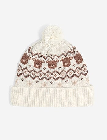 Gorro con pompón estampado