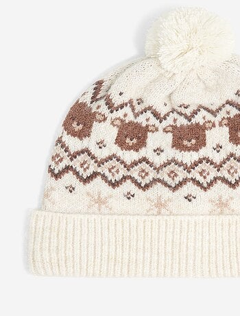 Gorro con pompón estampado