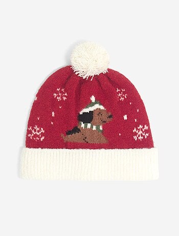 Gorro con pompón estampado