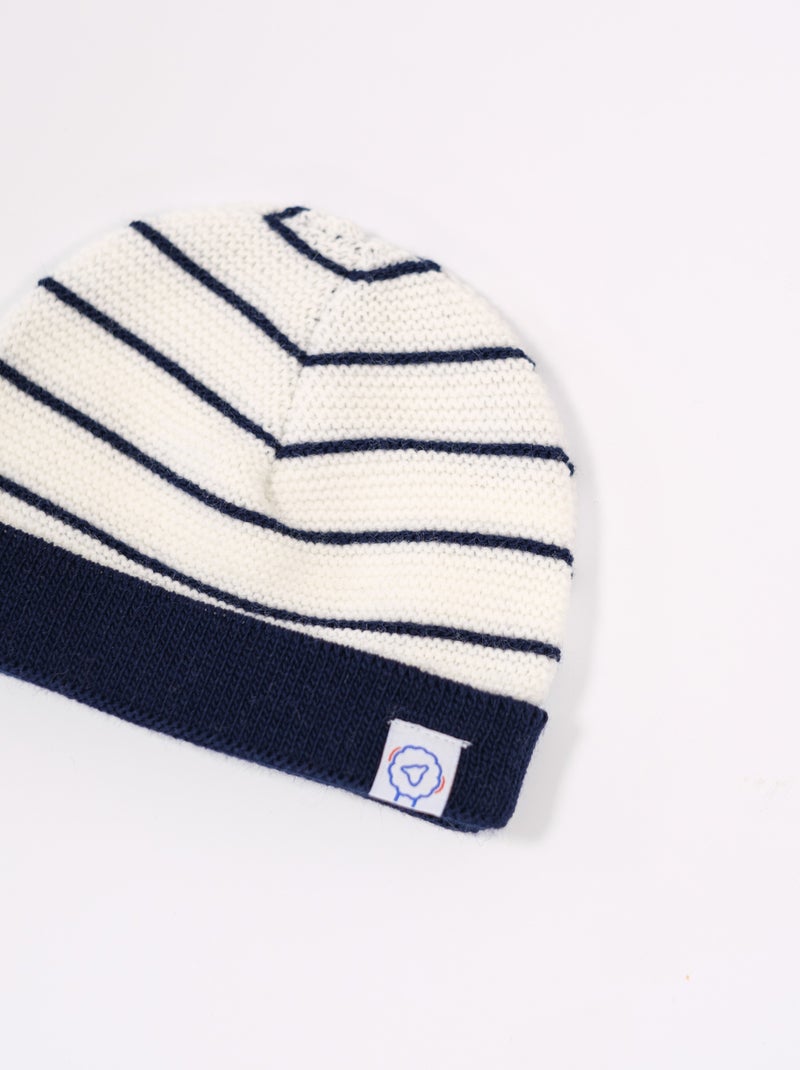 Gorro corto con vuelta Blanco Azul - Kiabi