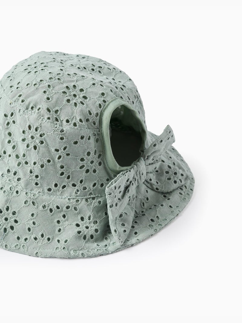 Gorro de algodón con bordado inglés Verde claro - Kiabi
