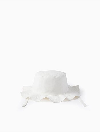 Gorro de algodón con bordado y tiras laterales