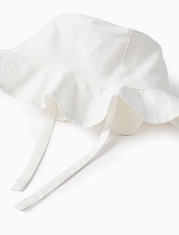 Gorro de algodón con bordado y tiras laterales