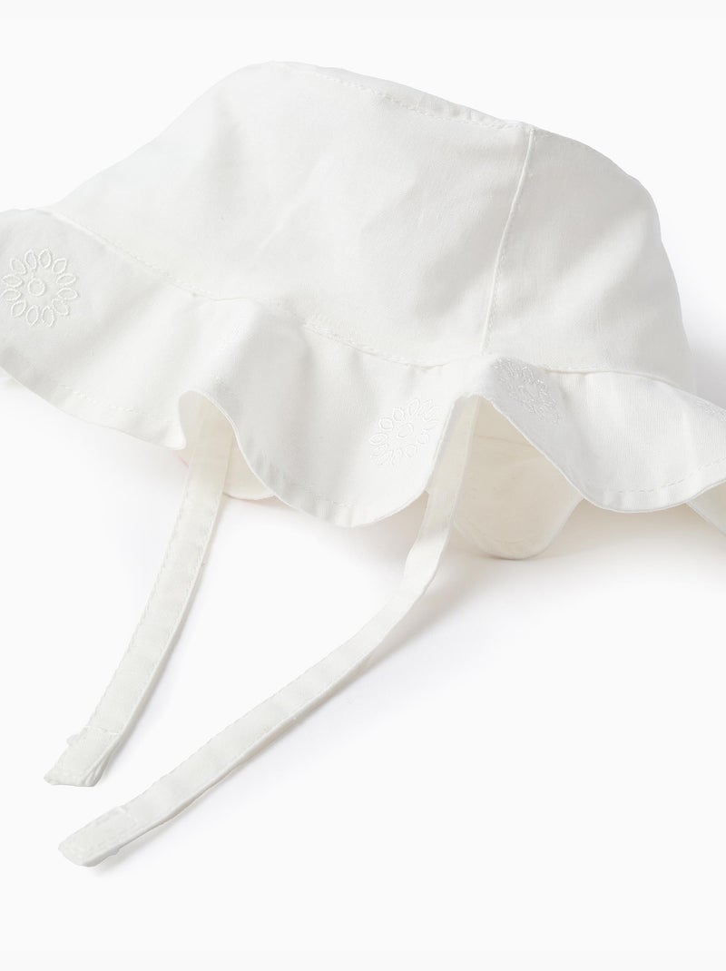 Gorro de algodón con bordado y tiras laterales Beige claro - Kiabi