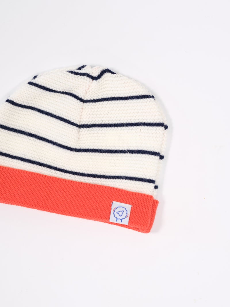 Gorro de bebé con vuelta Blanco Rojo Azul - Kiabi