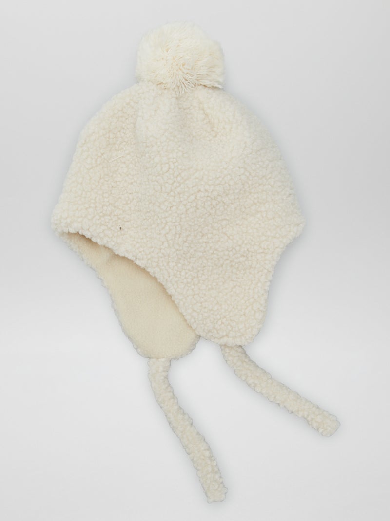 Gorro de borreguito con pompón BLANCO - Kiabi