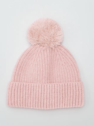 Gorro de canalé con pompón