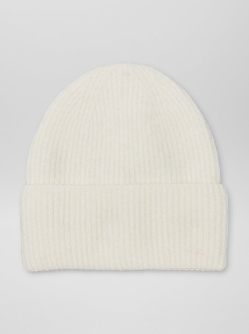 Gorro de canalé con vuelta ancha BEIGE - Kiabi