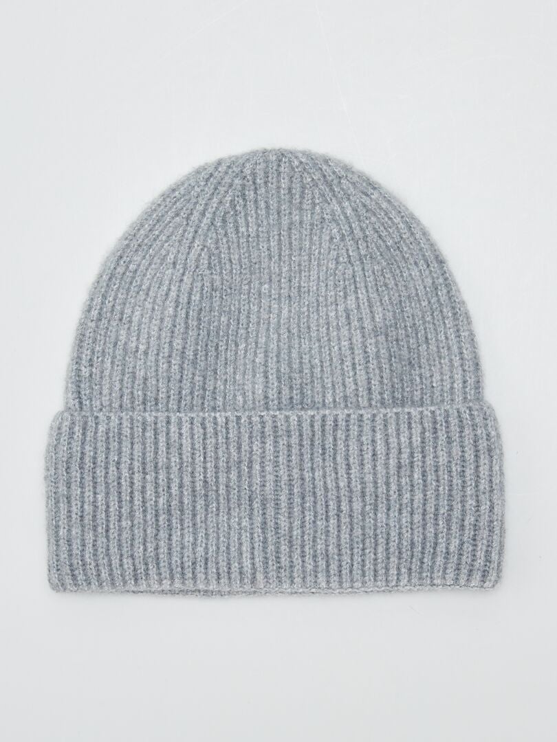 Gorro de canalé con vuelta ancha GRIS - Kiabi