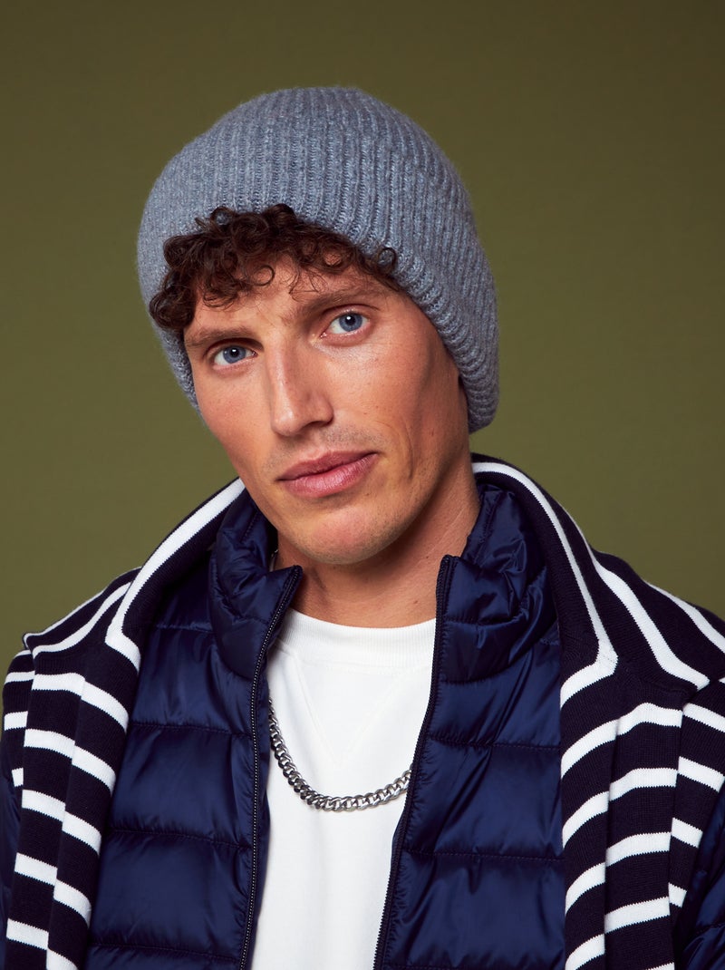 Gorro de canalé con vuelta ancha GRIS - Kiabi