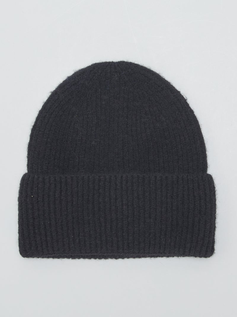 Gorro de canalé con vuelta ancha NEGRO - Kiabi