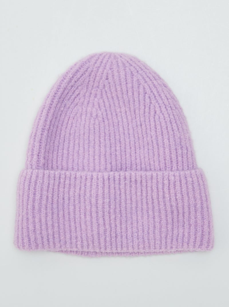 Gorro de canalé con vuelta ancha PURPURA - Kiabi