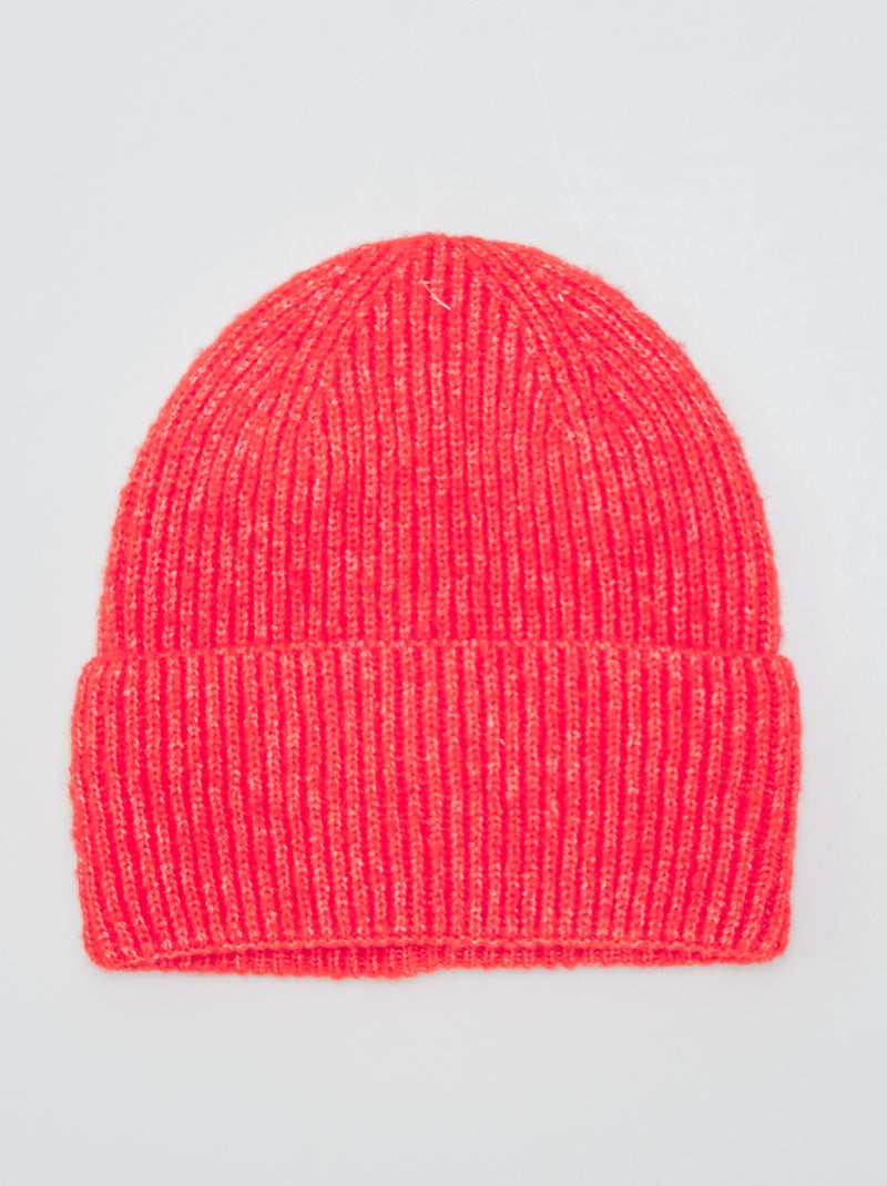 Gorro de canalé con vuelta ancha ROJO - Kiabi