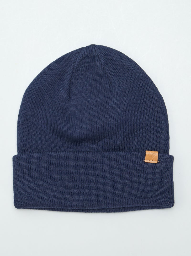 Gorro de canalé con vuelta AZUL - Kiabi
