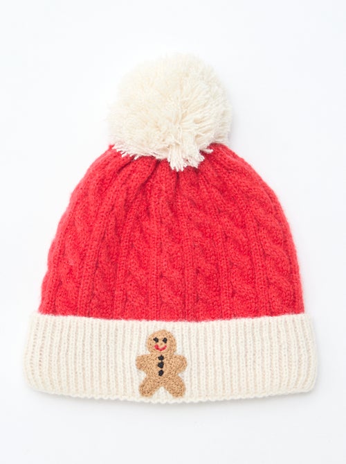 Gorro de canalé y trenzado con pompón - Kiabi