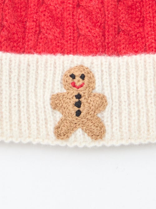 Gorro de canalé y trenzado con pompón - Kiabi