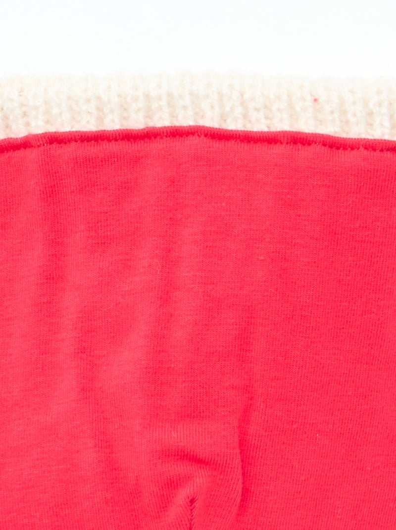 Gorro de canalé y trenzado con pompón Rojo - Kiabi