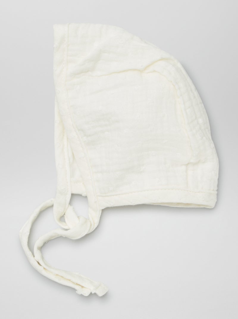 Gorro de gasa de algodón para bebé beige - Kiabi