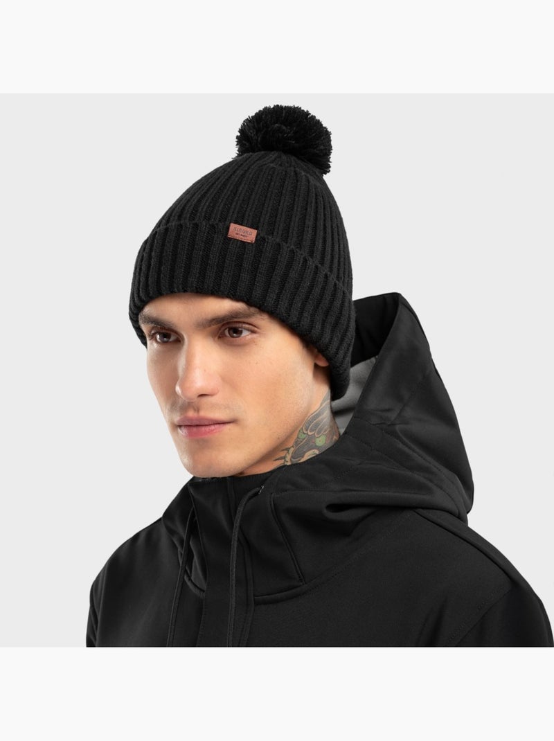 Gorro de invierno con pompón esquí y nieve hombre y mujer nori Negro - Kiabi