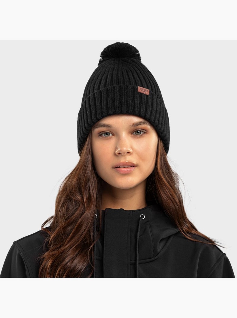 Gorro de invierno con pompón esquí y nieve hombre y mujer nori Negro - Kiabi