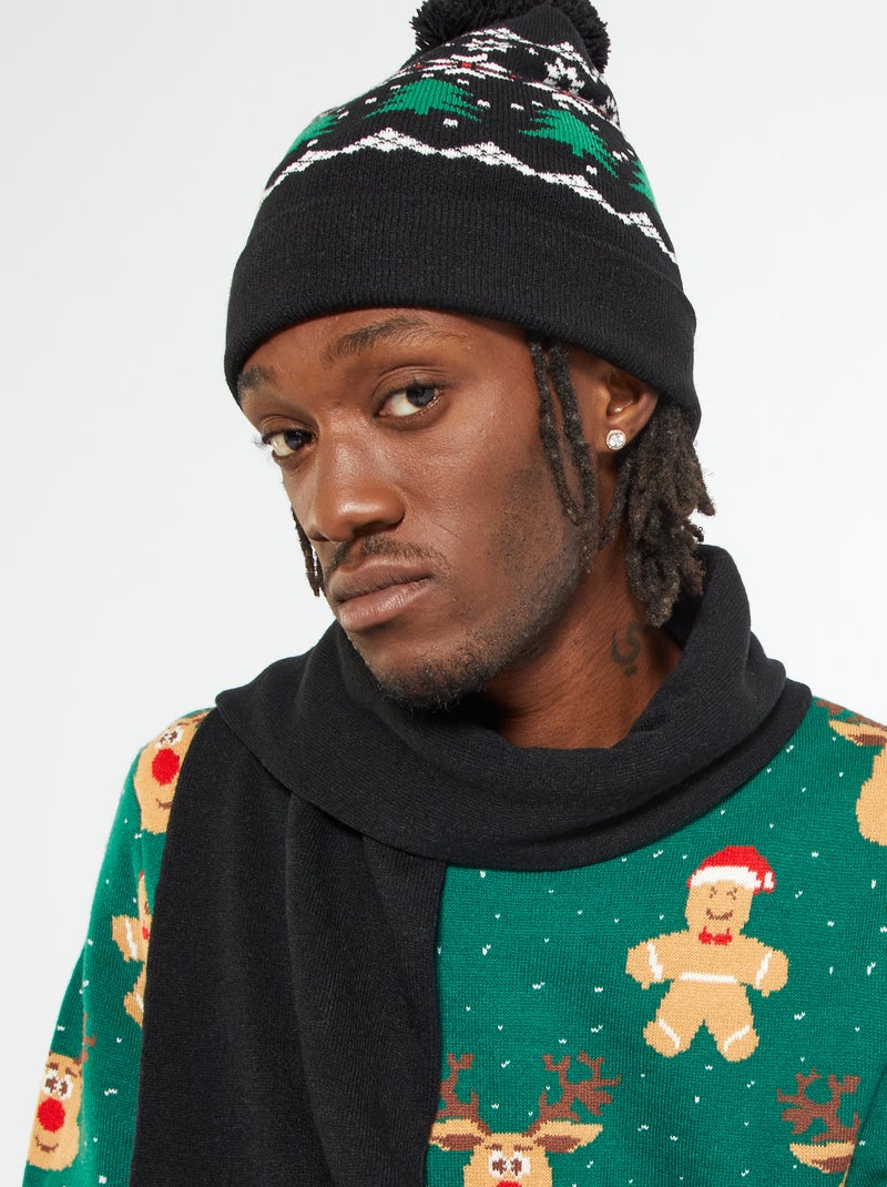 Gorro de Navidad con borla NEGRO - Kiabi