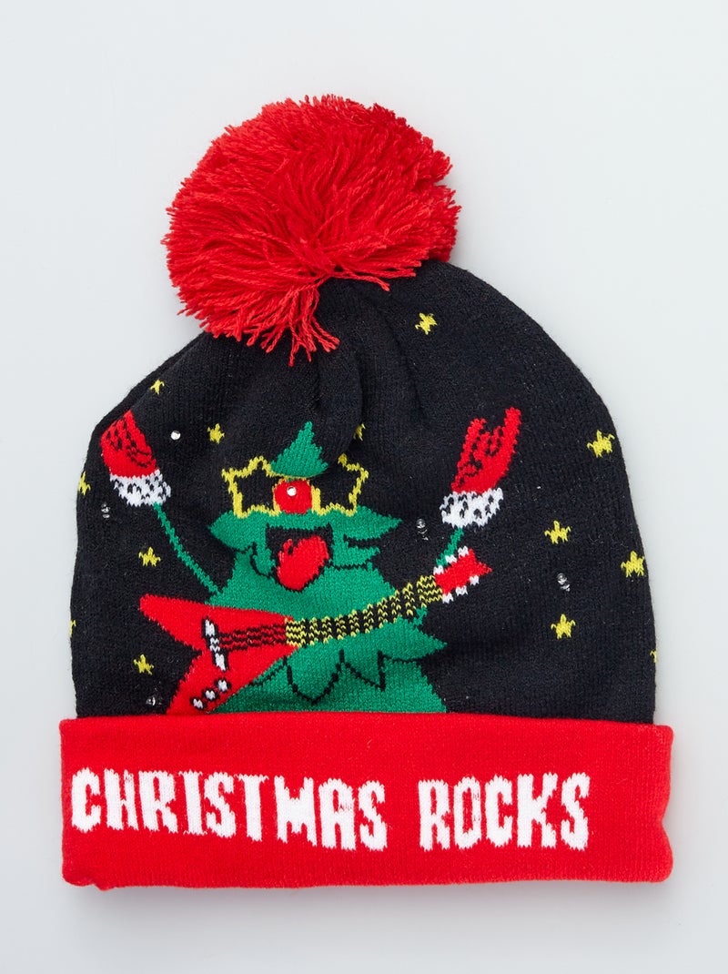Gorro de Navidad con led y pompones VERDE - Kiabi