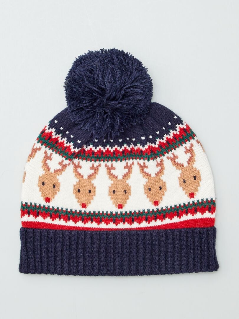 Gorro de Navidad con pompón AZUL - Kiabi