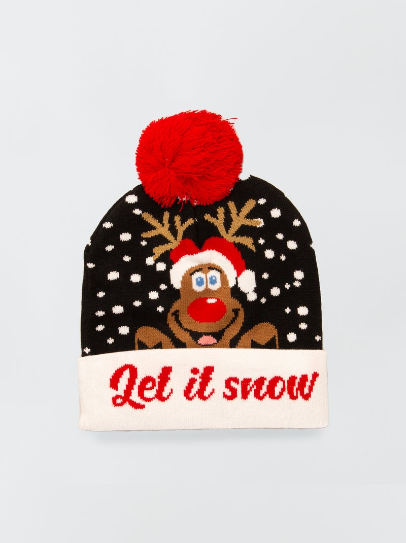 Gorro de Navidad con pompón NEGRO - Kiabi