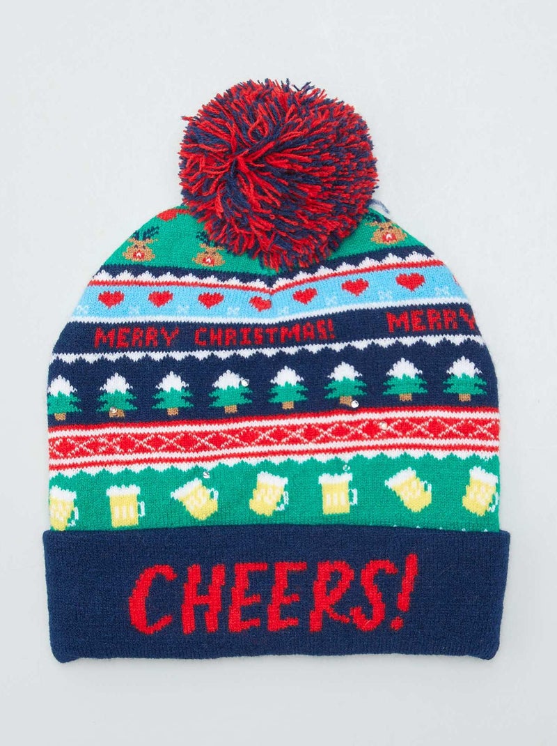 Gorro de Navidad con pompón y luz BEIGE - Kiabi