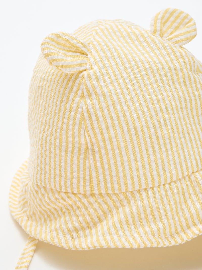 Gorro de pescador a rayas con orejitas Amarillo - Kiabi