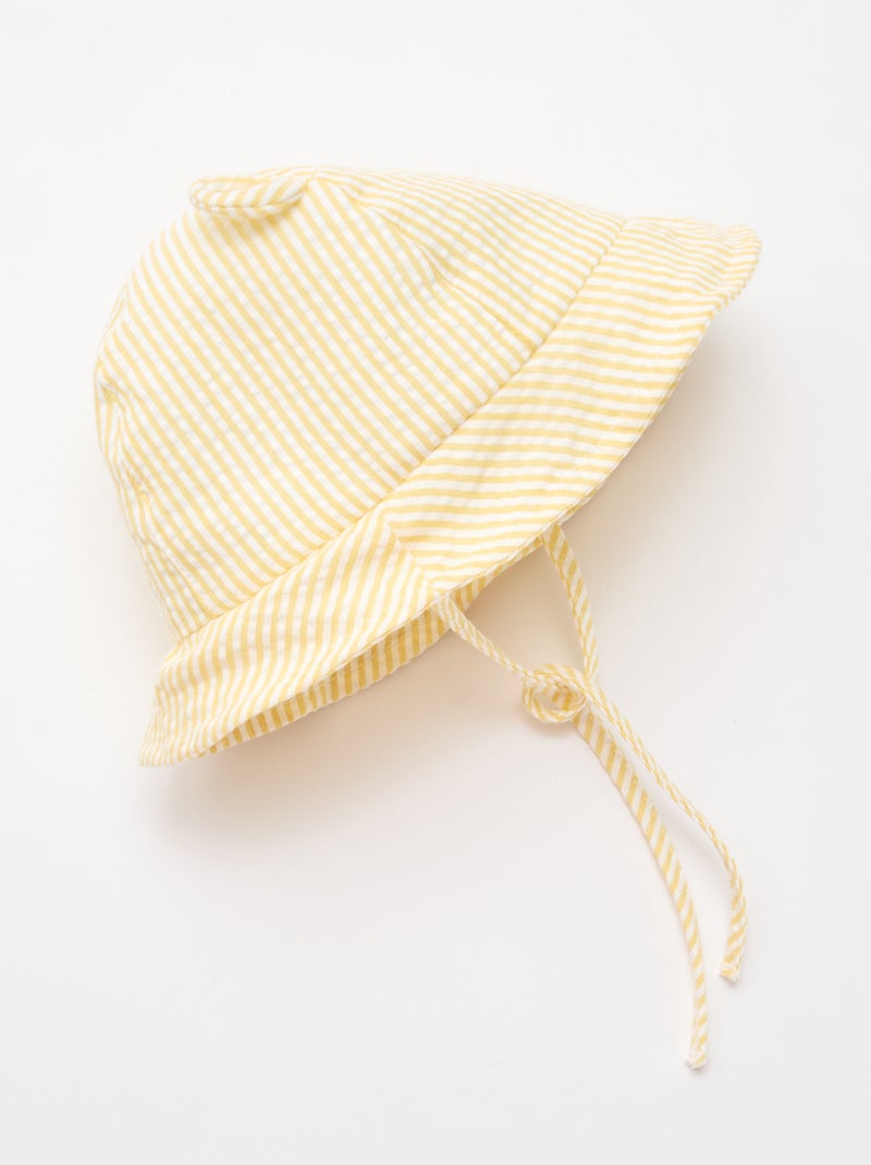 Gorro de pescador a rayas con orejitas Amarillo - Kiabi