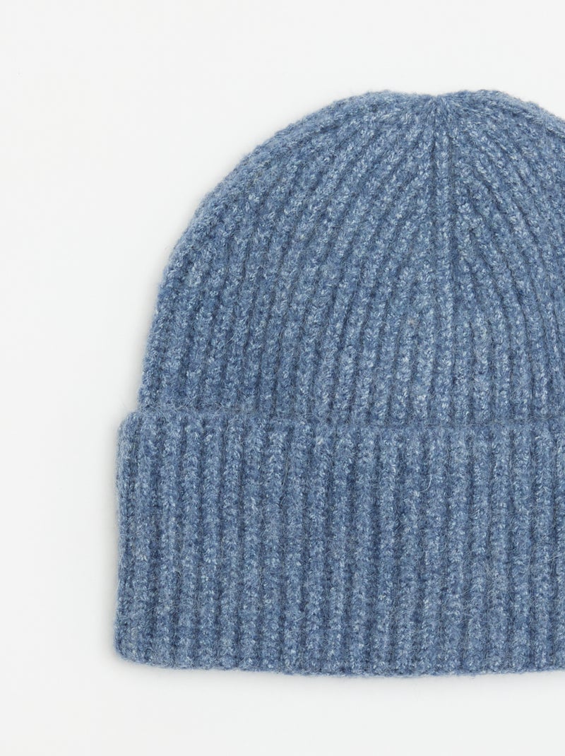 Gorro de punto acanalado Azul - Kiabi