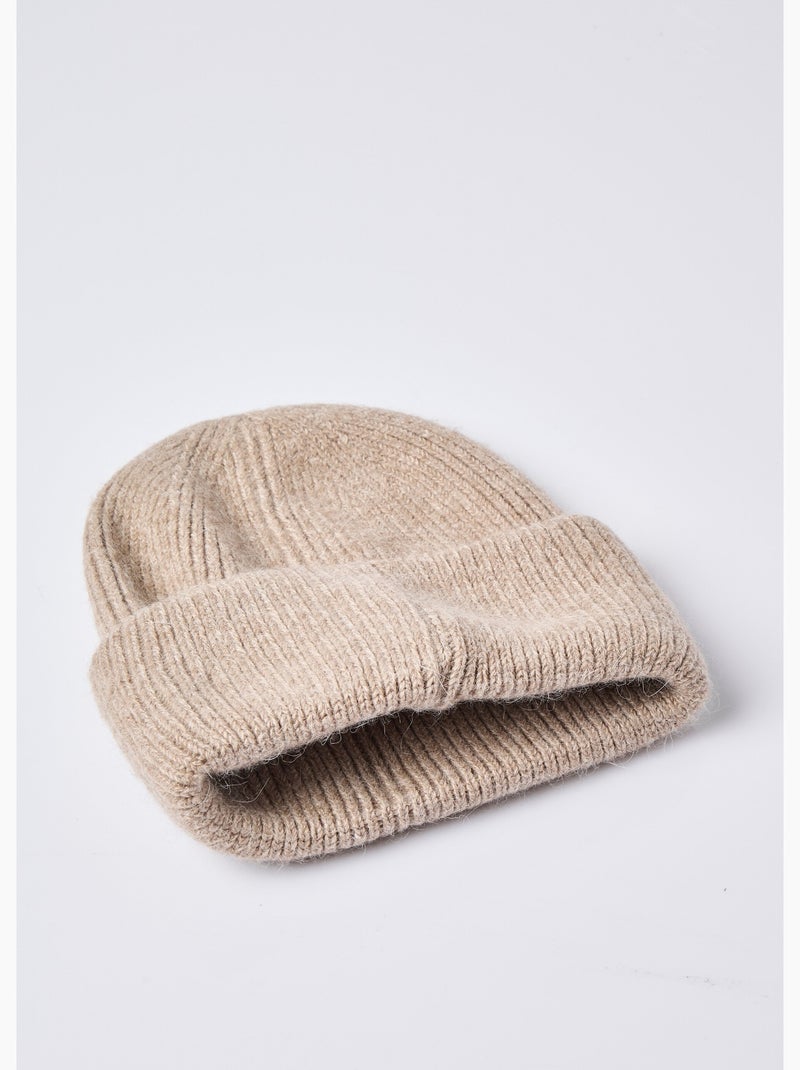 Gorro de punto acanalado con angora - AFIBEL Taupe - Kiabi