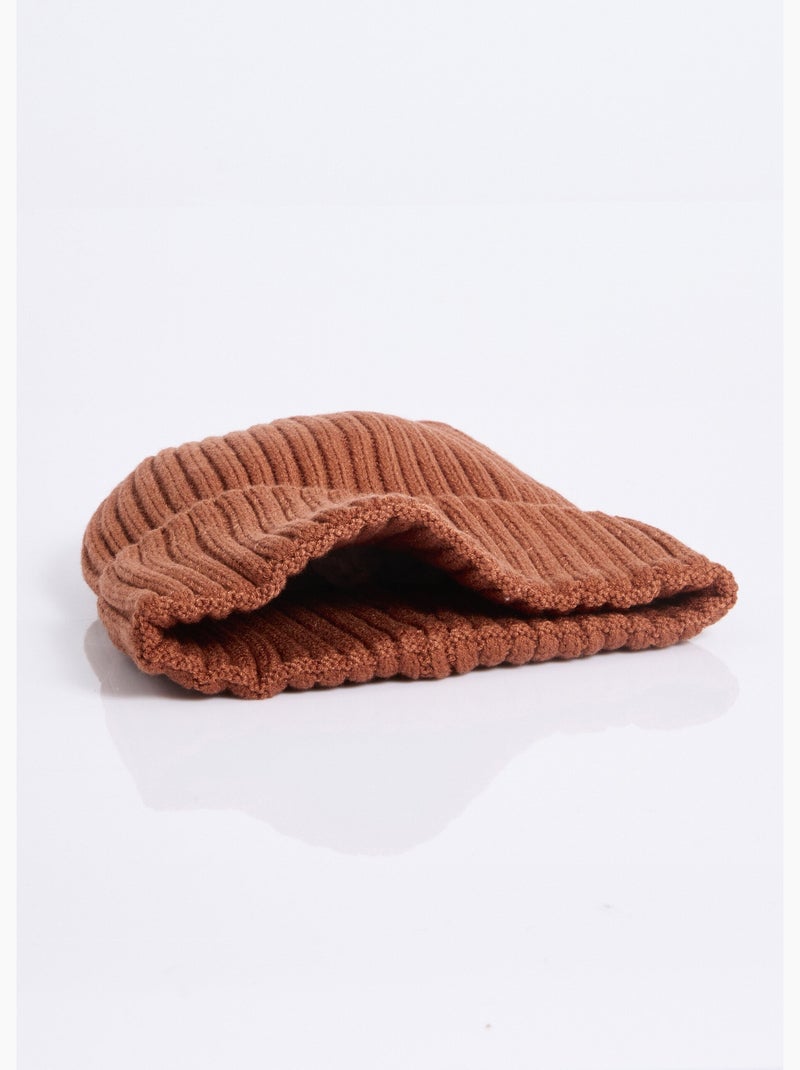 Gorro de punto acanalado con puños - AFIBEL Marrón caramelo - Kiabi