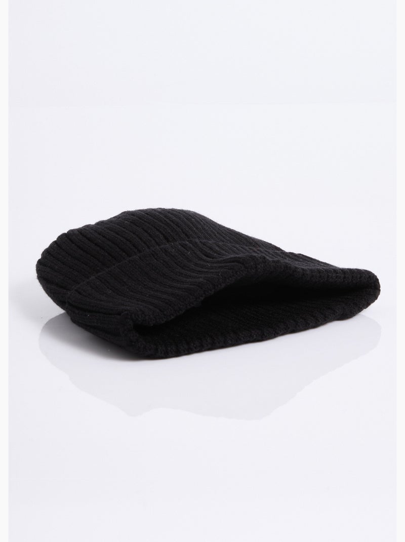 Gorro de punto acanalado con puños - AFIBEL Negro - Kiabi
